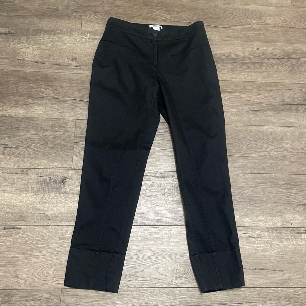 Sarah Pacini Made in Italy Womens Ankle Pants Embroidered Black Sz 0